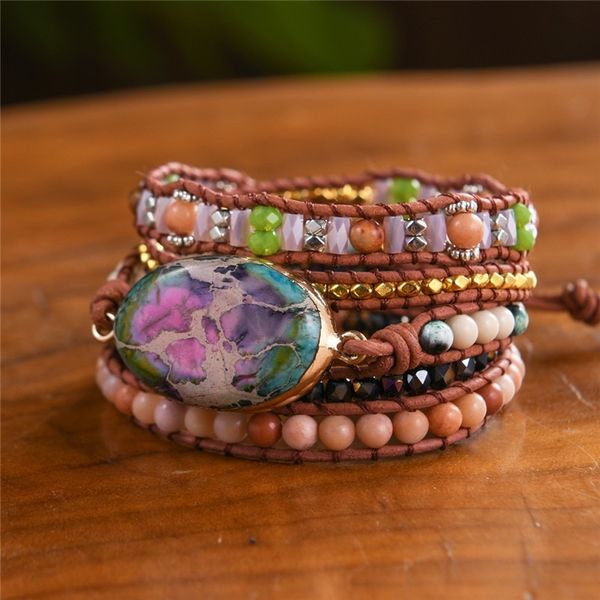 high end women bracelets natural stone 5 strands leather wrap bracelet femal bohemian bracelets dropship y200730, Black
high end women bracelets natural stone 5 strands leather wrap bracelet femal bohemian bracelets dropship y200730, Black