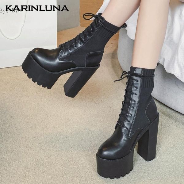 boots karin party sxey woman shoes fashion brand design patchwork round toe thick heels platform cross-tied ankel, Black
boots karin party sxey woman shoes fashion brand design patchwork round toe thick heels platform cross-tied ankel, Black