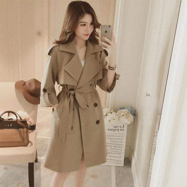 women's trench coats windbreaker women 2021 spring autumn fashion large size outerwear double-breasted solid color red khaki woman coat, Tan;black
women's trench coats windbreaker women 2021 spring autumn fashion large size outerwear double-breasted solid color red khaki woman coat, Tan;black