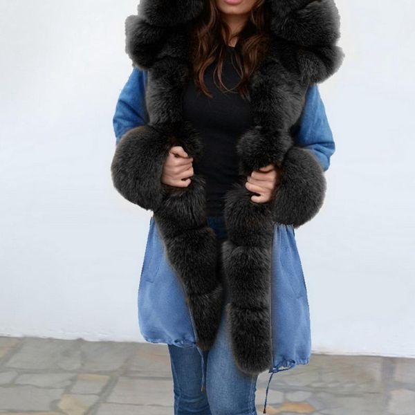 women fashion fur denim long-sleeved jacket fleece cardigan female winter coats women overcoat plush jacket mujer chaqueta mujer, Black
women fashion fur denim long-sleeved jacket fleece cardigan female winter coats women overcoat plush jacket mujer chaqueta mujer, Black