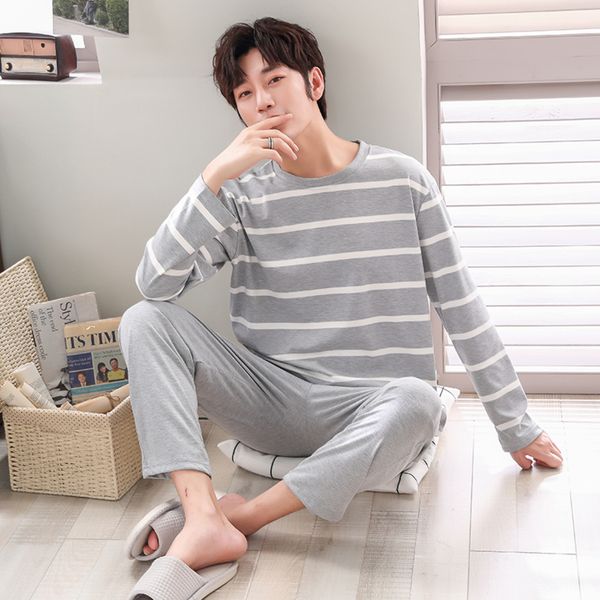 pajamas sets male striped full pure cotton carton fashion men long sleeve sleepwear suit 2 pieces casual spring home lounge gift q1216, Black;white
pajamas sets male striped full pure cotton carton fashion men long sleeve sleepwear suit 2 pieces casual spring home lounge gift q1216, Black;white