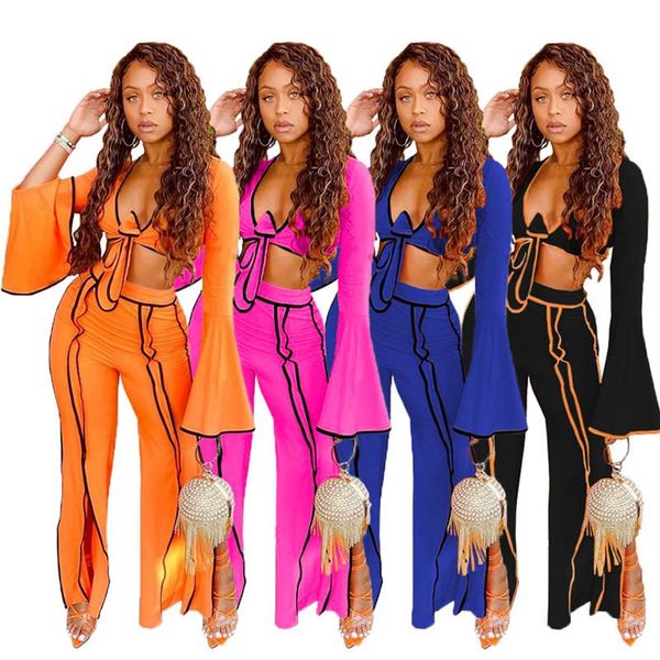 2021 casual women tracksuit long sleeve tie up crop long flare pants two piece set sportswear spring fall female clothes set, Gray
2021 casual women tracksuit long sleeve tie up crop long flare pants two piece set sportswear spring fall female clothes set, Gray