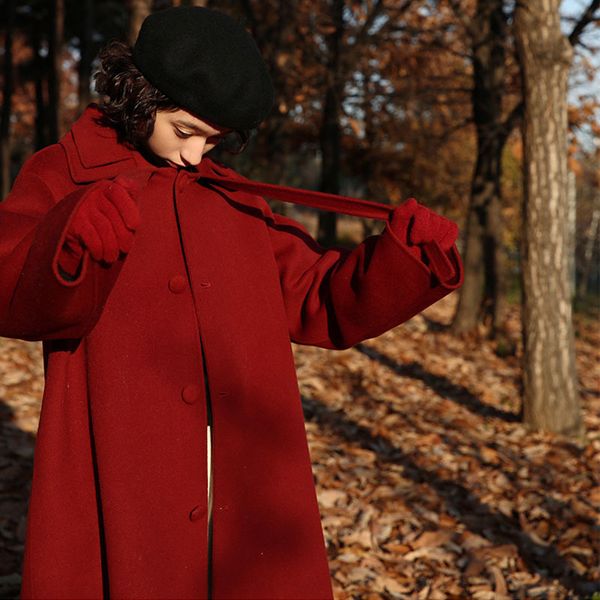 wool women's autumn winter 2021 new red female loose hepburn style long woolen coat ladies overcoat mujer e349, Black
wool women's autumn winter 2021 new red female loose hepburn style long woolen coat ladies overcoat mujer e349, Black