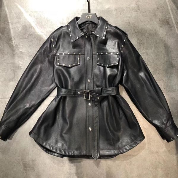 european style women coats natural 100% sheepskin genuine leather long real sheepskin windcoat female rivet decoration, Black
european style women coats natural 100% sheepskin genuine leather long real sheepskin windcoat female rivet decoration, Black