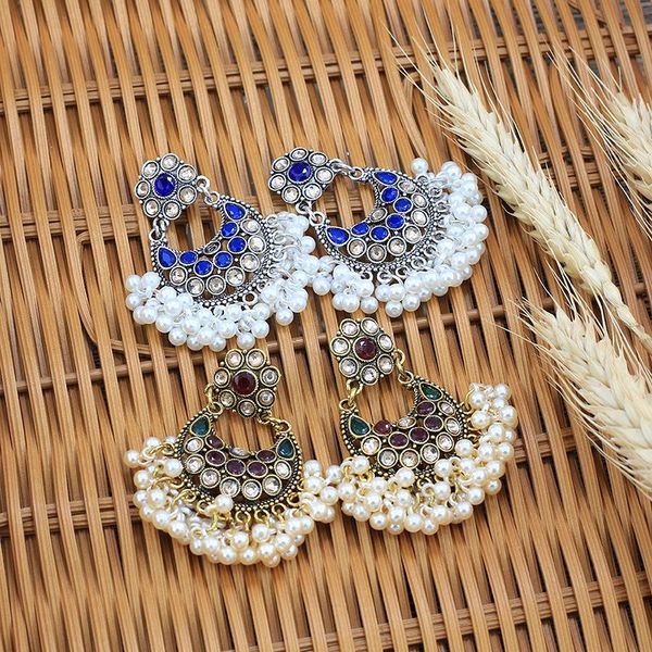 new ins antique gold handmade beads enamel blue flower jhumki jhumka nepal earrings bohemia party jewelry, Silver
new ins antique gold handmade beads enamel blue flower jhumki jhumka nepal earrings bohemia party jewelry, Silver