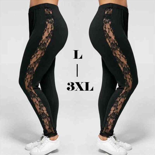 plus size women holllow out lace leggings high waist bandage pants insert sheer leggings viscose elastane, Black
plus size women holllow out lace leggings high waist bandage pants insert sheer leggings viscose elastane, Black