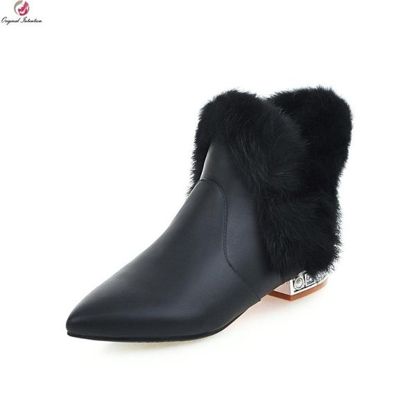 original intention fur ankle boots woman winter pointed toe warm shoes crystal low heels casual shoes female large size 3-10.5, Black
original intention fur ankle boots woman winter pointed toe warm shoes crystal low heels casual shoes female large size 3-10.5, Black