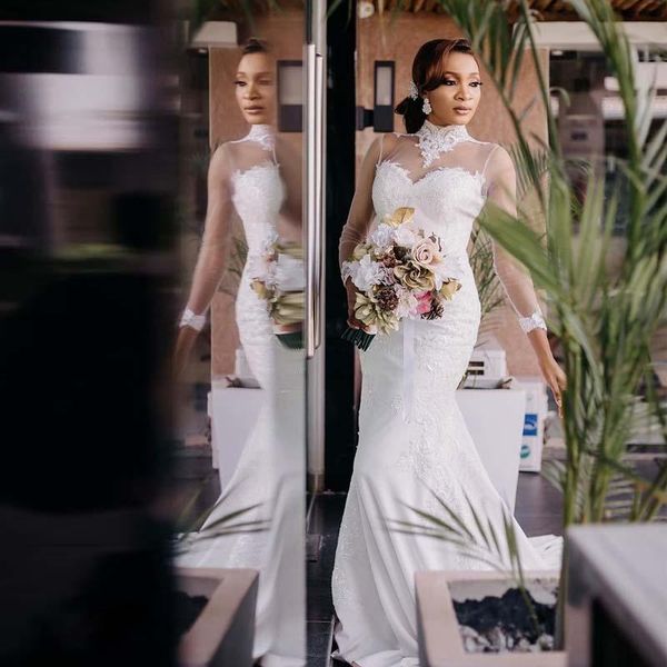plus size mermaid african wedding dresses 2021 illusion long sleeve lace garden wedding dress high neck beaded country boho bridal gowns, White
plus size mermaid african wedding dresses 2021 illusion long sleeve lace garden wedding dress high neck beaded country boho bridal gowns, White