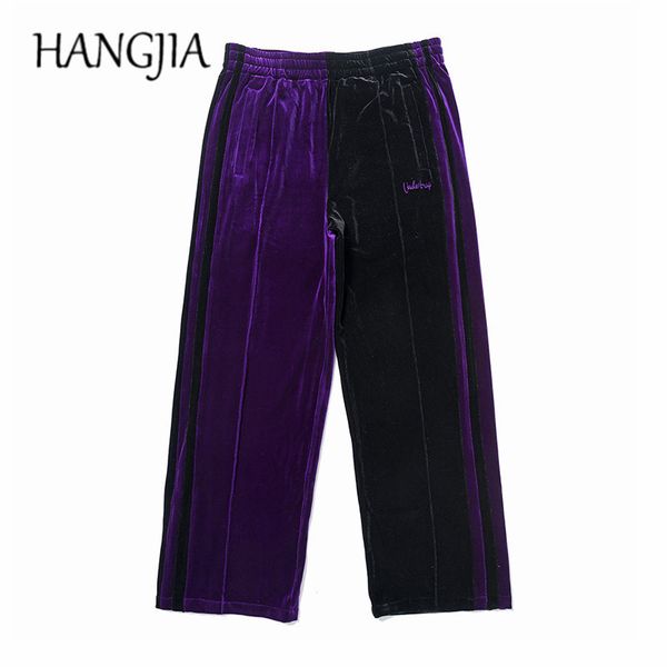 green/purple velvet sweatpants streetwear velour wide leg pants women hip hop colorblock track pants men embroidery trousers 201106, Black
green/purple velvet sweatpants streetwear velour wide leg pants women hip hop colorblock track pants men embroidery trousers 201106, Black