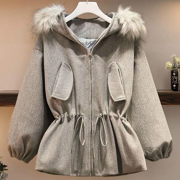 5xl women winter thick hooded short wool coat jacket drawstring-waist zipper woolen overcoat fur collar outerwear cloak, Black
5xl women winter thick hooded short wool coat jacket drawstring-waist zipper woolen overcoat fur collar outerwear cloak, Black