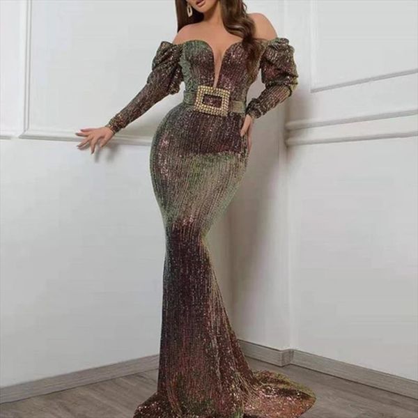 evening party dresses women bodycon slim banquet long tail mermaid dresses slash neck belt sequin club maxi long, Black;gray
evening party dresses women bodycon slim banquet long tail mermaid dresses slash neck belt sequin club maxi long, Black;gray
