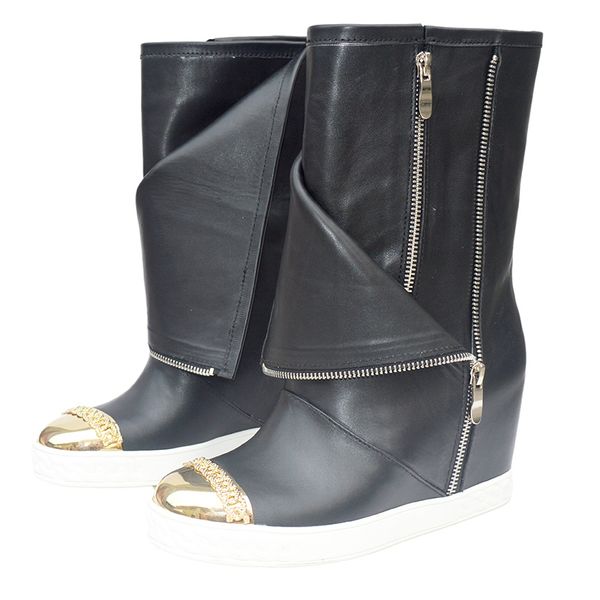 roman fashion round metal gold toe royal ankle boots double zip side high rise woman winter shoes martin bottine hdc1, Black
roman fashion round metal gold toe royal ankle boots double zip side high rise woman winter shoes martin bottine hdc1, Black