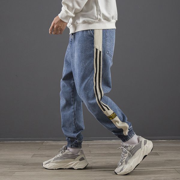 2020 autumn new jeans men's loose fashion brand corset pants elastic waist contrast color small foot harlan overalls, Blue
2020 autumn new jeans men's loose fashion brand corset pants elastic waist contrast color small foot harlan overalls, Blue