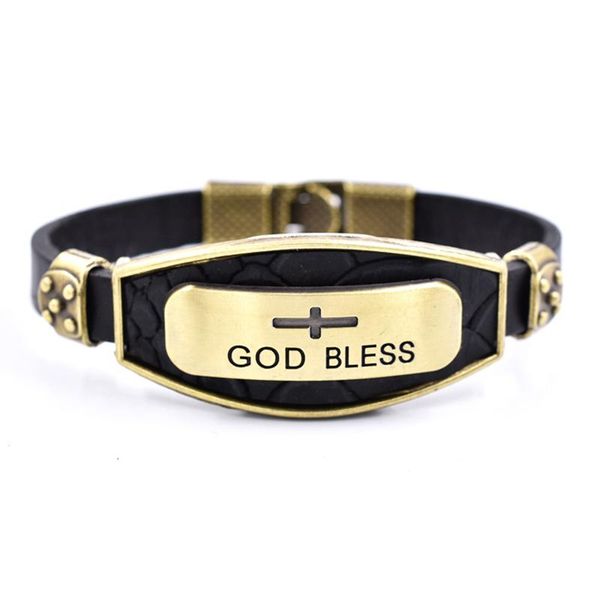 charm bracelets gothic punk retro jesus cross god bless leather bracelet for men women fashion jewelry gift christmas party, Golden;silver
charm bracelets gothic punk retro jesus cross god bless leather bracelet for men women fashion jewelry gift christmas party, Golden;silver