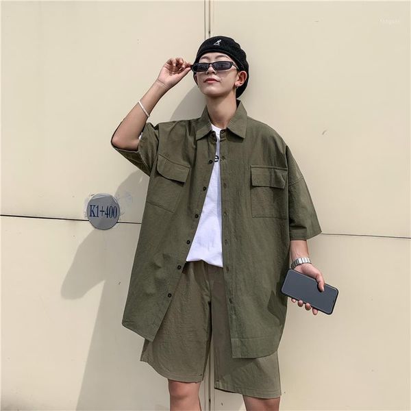 2020 summer men's student leisure lovers black/green/beige color mens sets loose tracksuit short sleeve shirt+shorts suit -2xl1, Gray
2020 summer men's student leisure lovers black/green/beige color mens sets loose tracksuit short sleeve shirt+shorts suit -2xl1, Gray