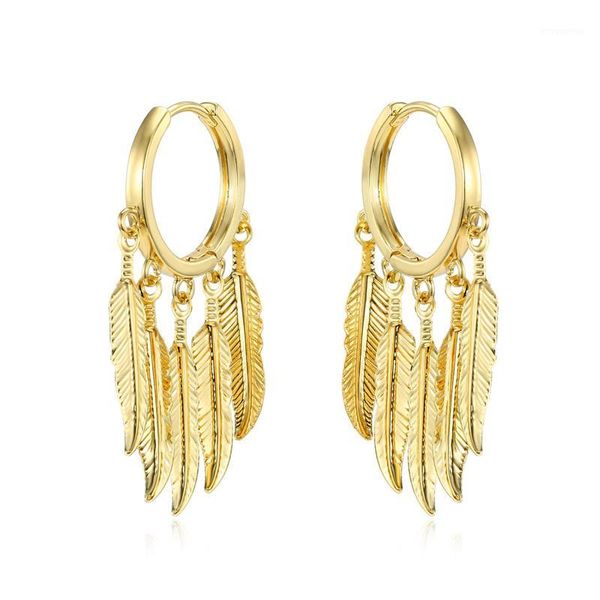 1pair vintage gold metal color feather hoop earrings european women unique trendy multiple long leaves circle earrings jewelry1, Golden;silver
1pair vintage gold metal color feather hoop earrings european women unique trendy multiple long leaves circle earrings jewelry1, Golden;silver