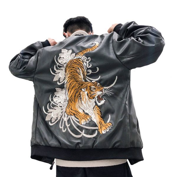 winter classic male bomber tiger leather embroidered haphazardly outweigh tide mark aerial force flying jackets cwao, Black
winter classic male bomber tiger leather embroidered haphazardly outweigh tide mark aerial force flying jackets cwao, Black