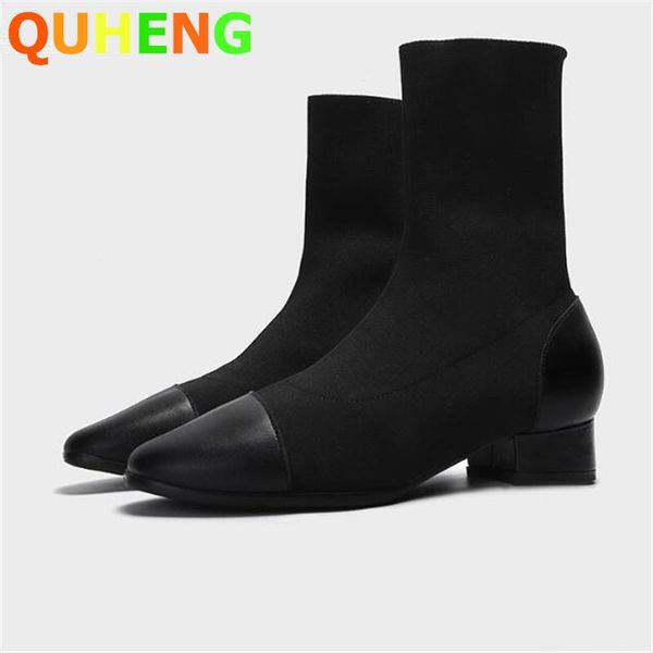 boots women's 2021 autumn fashion korean casual low-heeled mid-tube stitching knitted wool thick heel ladies shoes mujer, Black
boots women's 2021 autumn fashion korean casual low-heeled mid-tube stitching knitted wool thick heel ladies shoes mujer, Black