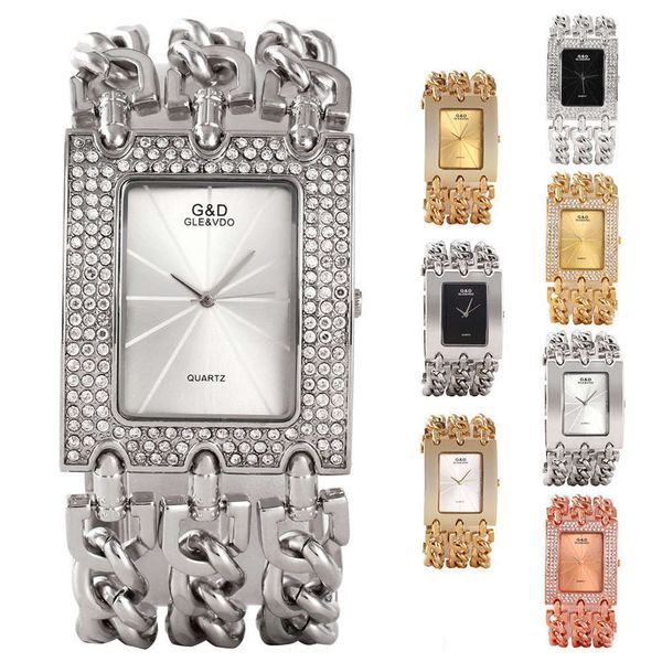 watch fashion with drill three chain g & d women's steel strip watch, Slivery;brown
watch fashion with drill three chain g & d women's steel strip watch, Slivery;brown