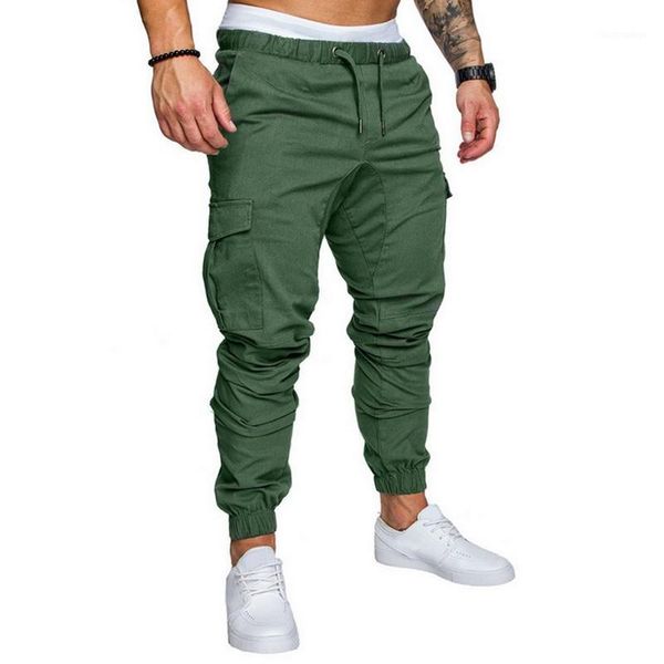 

oeak new men multi-pocket pants elastic waist sweatpants trousers male hip hop men's casual solid streetwear joggers pants1, Black