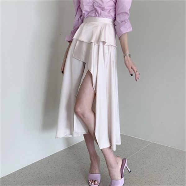 2021 new vintage ruffles solid skirts women high waist midi summer irregular division wrap skirt korean clothes ladies dqfd, Black
2021 new vintage ruffles solid skirts women high waist midi summer irregular division wrap skirt korean clothes ladies dqfd, Black