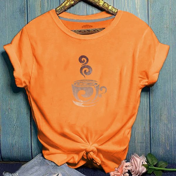 wt20376 women's short-sleeved round neck loose casual bottoming t-shirt tide coffee printing simple loose cotton, White
wt20376 women's short-sleeved round neck loose casual bottoming t-shirt tide coffee printing simple loose cotton, White