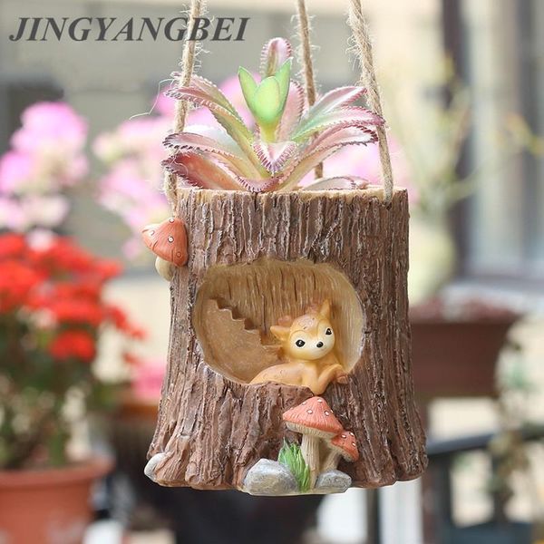 

decorative flowers & wreaths swing stump flower pot plants resin vase succulent planter hanging animal bonsai cactus home wedding decoration