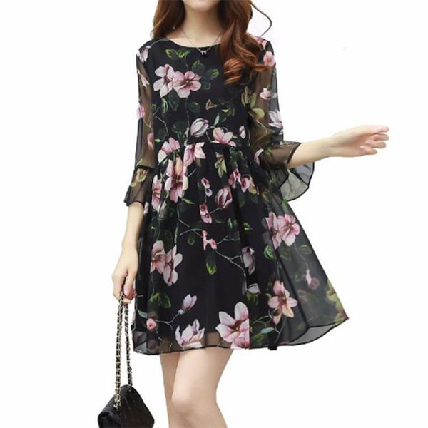 new fall o neck mid cap sleeve length dress womens floral chiffon dress casual knee length elegant dress ss869, Black;gray
new fall o neck mid cap sleeve length dress womens floral chiffon dress casual knee length elegant dress ss869, Black;gray
