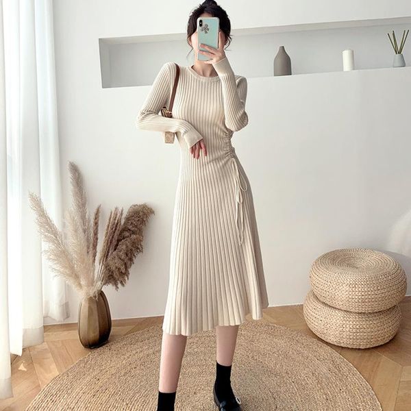 casual dresses o-neck knitted dress ladies solid color slim slimming drawstring bottoming sweater for women, Black;gray
casual dresses o-neck knitted dress ladies solid color slim slimming drawstring bottoming sweater for women, Black;gray