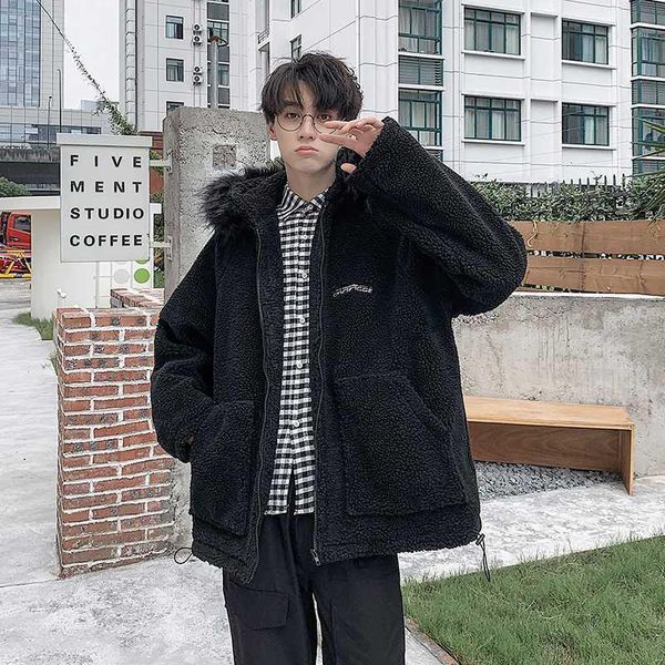 winter new lambskin coat men's warm fashion solid color casual fur collar hooded jacket street wild loose cotton male clothes1, Black
winter new lambskin coat men's warm fashion solid color casual fur collar hooded jacket street wild loose cotton male clothes1, Black