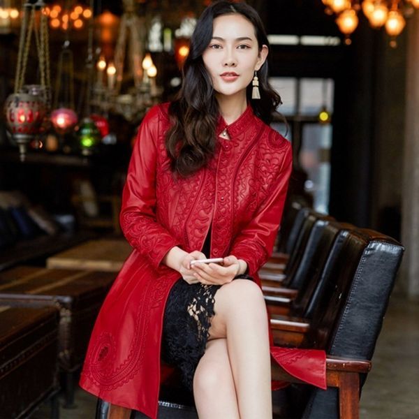 fashion slim fit womens real sheepskin coat female red jackets embroidery genuine leather jacket hollow out jaqueta couro 201030, Black
fashion slim fit womens real sheepskin coat female red jackets embroidery genuine leather jacket hollow out jaqueta couro 201030, Black