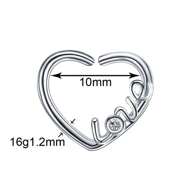 1pc ear lobe daith helix tragus cartilage rook piercings hoop heart shape nose hoop rings 16g conch earrings piercing jewelry q sqcckx, Silver
1pc ear lobe daith helix tragus cartilage rook piercings hoop heart shape nose hoop rings 16g conch earrings piercing jewelry q sqcckx, Silver