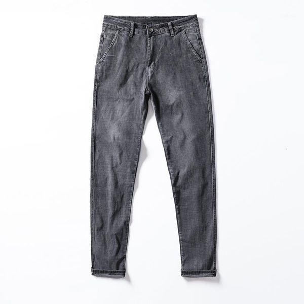 man pants jeans 2020 spring autumn men's gray jeans smart business fashion classic style elastic slim trousers casual male1, Blue