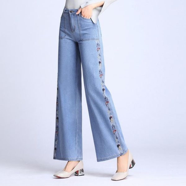 new 2019 women's wide-leg jeans spring and autumn fashion high denim pants flares embroidered trousers1, Blue
new 2019 women's wide-leg jeans spring and autumn fashion high denim pants flares embroidered trousers1, Blue