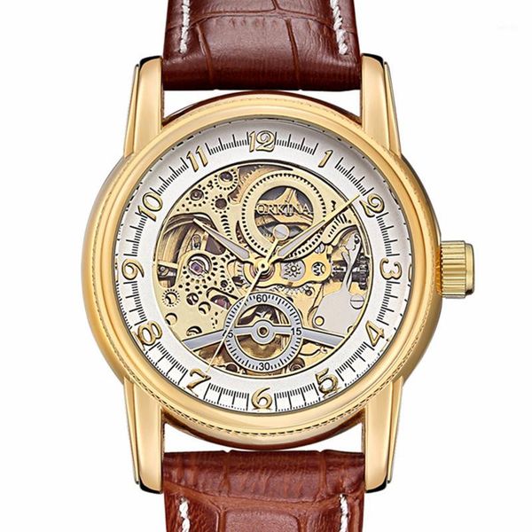 relogio masculino new fashion unique men's skeleton watch gold bezel genuine leather automatic mechanical wrist watches male1, Slivery;brown
relogio masculino new fashion unique men's skeleton watch gold bezel genuine leather automatic mechanical wrist watches male1, Slivery;brown