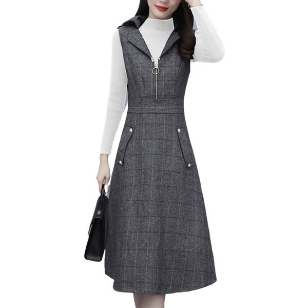 2021 new autumn winter women dresses new plaid sleeveless woolen vest slim plus size ladies office mid long dress vestidos clothing cr75, Black;gray
2021 new autumn winter women dresses new plaid sleeveless woolen vest slim plus size ladies office mid long dress vestidos clothing cr75, Black;gray