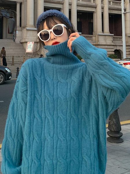 women's high neck pullover twist sweater women's winter 2021 new korean loose lazy style versatile knitting top, White;black
women's high neck pullover twist sweater women's winter 2021 new korean loose lazy style versatile knitting top, White;black