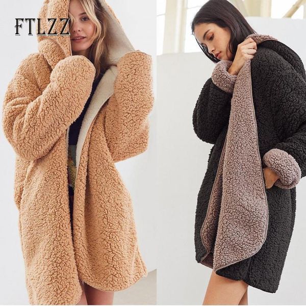new women faux wool liner jacket fashion spring autumn meidum long coats female hooded two-sided wear warm outerwear 201104, Black
new women faux wool liner jacket fashion spring autumn meidum long coats female hooded two-sided wear warm outerwear 201104, Black