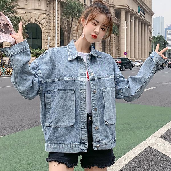 2021 washed denim for women autumn coat cotton vintage loose lapel long sleeve single-breasted large pocket jacket sb0z, Black;brown
2021 washed denim for women autumn coat cotton vintage loose lapel long sleeve single-breasted large pocket jacket sb0z, Black;brown
