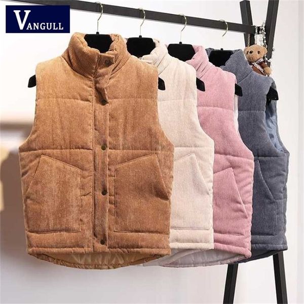 vangull women cotton warm down vest sleeveless brand female winter jacket outerwear corduroy waistcoat y201012, Black;brown
vangull women cotton warm down vest sleeveless brand female winter jacket outerwear corduroy waistcoat y201012, Black;brown