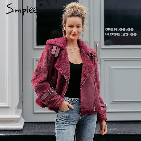 simplee faux leather suede lamb fur jacket coat women moto zipper suede jacket female overcoat casual turn-down winter coat 201212, Black
simplee faux leather suede lamb fur jacket coat women moto zipper suede jacket female overcoat casual turn-down winter coat 201212, Black