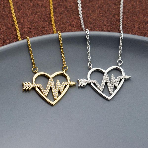 chains 10pcs crystal heart charm necklace cz wave electrocardiogram heartbeat necklaces women jewelry collier femme, Silver
chains 10pcs crystal heart charm necklace cz wave electrocardiogram heartbeat necklaces women jewelry collier femme, Silver