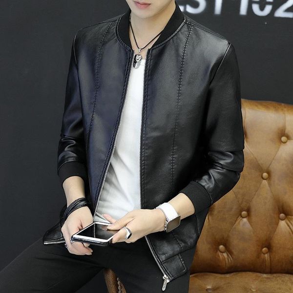 autumn men's jacket leather clothing self-cultivation loose coat handsome leisure time leather jacket male, Black
autumn men's jacket leather clothing self-cultivation loose coat handsome leisure time leather jacket male, Black