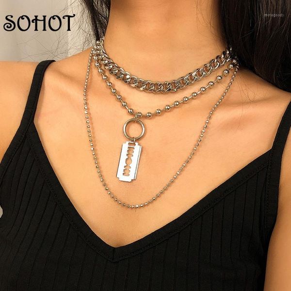 chokers soho punk multilayer alloy wide chain chic blade pendant women choker necklace for female party jewelry bijoux1, Golden;silver
chokers soho punk multilayer alloy wide chain chic blade pendant women choker necklace for female party jewelry bijoux1, Golden;silver