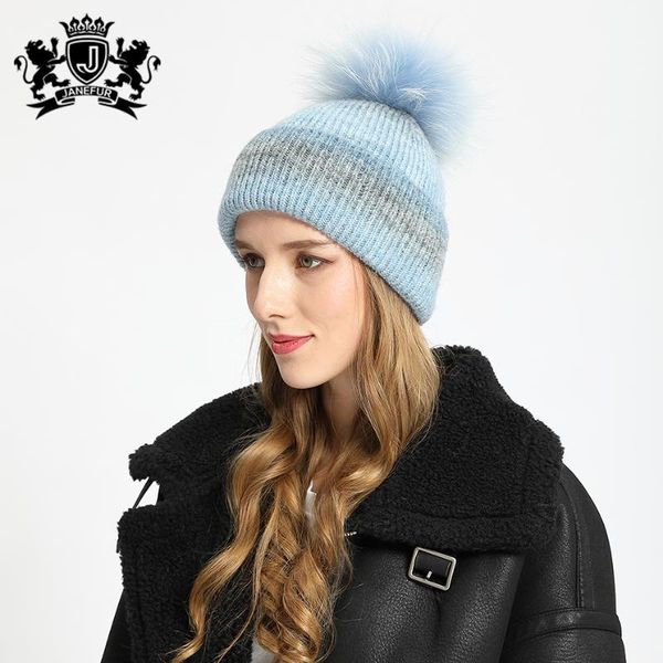 Janefur New Fashion Winter Warm Soft Knitting Wool Beanie with Real Raccoon Fur Pompom, Blue;gray
Janefur New Fashion Winter Warm Soft Knitting Wool Beanie with Real Raccoon Fur Pompom, Blue;gray