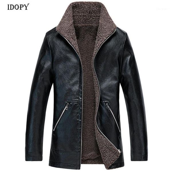 idopy winter warm mens faux leather trench coats men fleece lined parkas overcoats luxury slim long coats plus size m-8xl1, Black
idopy winter warm mens faux leather trench coats men fleece lined parkas overcoats luxury slim long coats plus size m-8xl1, Black