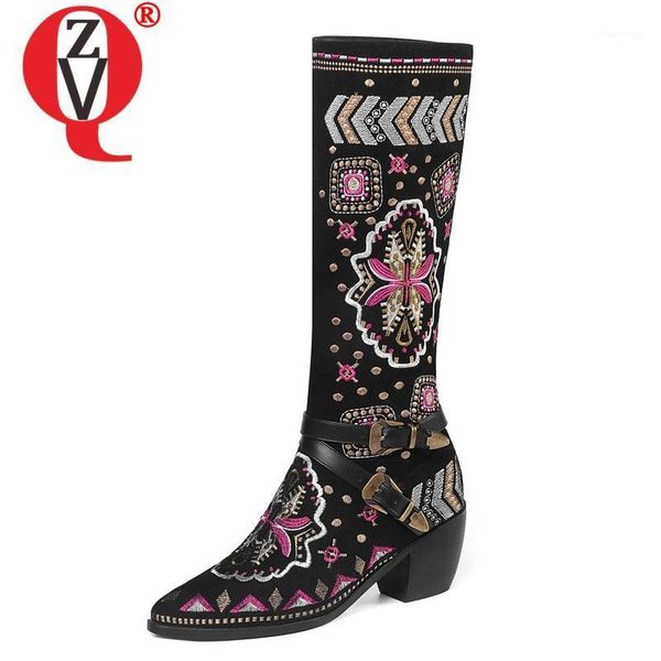 zvq brand women' shoes ethnic style embroidered knee high boots autumn winter woman western boots pointed toe high heel1, Black
zvq brand women' shoes ethnic style embroidered knee high boots autumn winter woman western boots pointed toe high heel1, Black