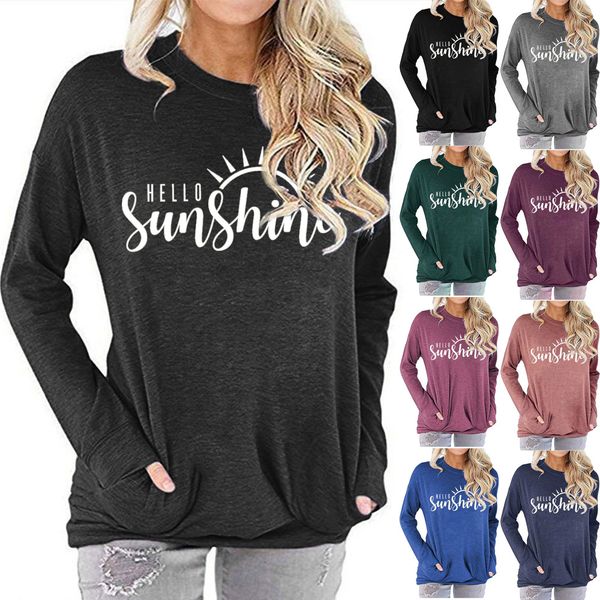 carney hot sale женская карманная толстовка hellosunshine письмо печатная круглая шея batwing футболка с длинным рукавом, White
carney hot sale женская карманная толстовка hellosunshine письмо печатная круглая шея batwing футболка с длинным рукавом, White