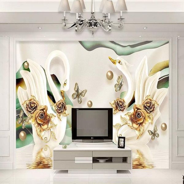 new custom 3d large mural wallpaper luxury golden swan rose jewelry children's room tv background living bedroom1
new custom 3d large mural wallpaper luxury golden swan rose jewelry children's room tv background living bedroom1