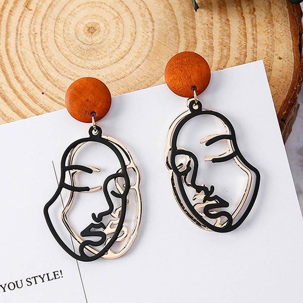 korean fashion vintage wood round double layer abstract human face drop earrings for women party jewelry boucles d'oreilles, Silver
korean fashion vintage wood round double layer abstract human face drop earrings for women party jewelry boucles d'oreilles, Silver